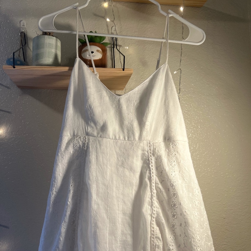 Flowy White Dress with Detail